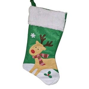 Rudolph Handmade Felt Christmas Stocking Holiday Decor Never Used